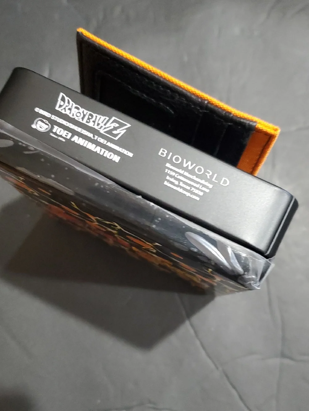 DragonBall Z black orange canvas Goku bifold wallet in DragonBall Z black‎ tin